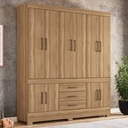 Guarda Roupa Casal 10 Portas 3 Gavetas New Murano D02 Amendola Touch