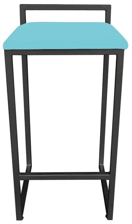 Banqueta Pietra Suede Base Preto - Azul Turquesa