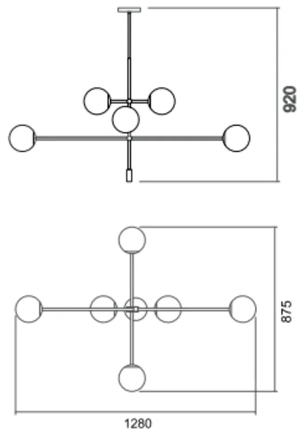 Pendente Bloss C/ 6 Globos Ø128X87,5X92Cm 6L E27 Mini Metal E Globo Ø1... (MR-T / CB-M - Marrom Text + Cobre Metálico, CLEAR)