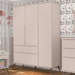 Guarda Roupa Infantil 100% MDF Pés Retrô Melinda Rosê - Phoenix