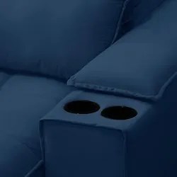 Sofá Retrátil 3 Lugares com Porta Copo 250cm Andes F05 Veludo Azul - M