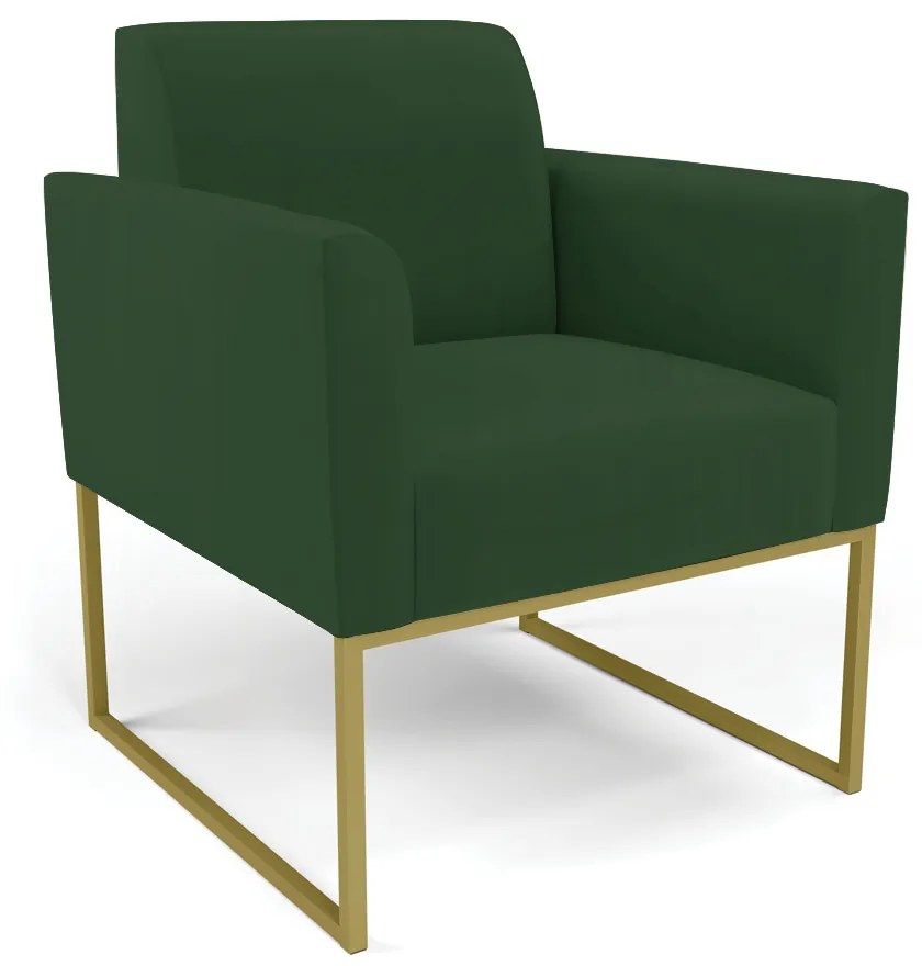 Poltrona Sala Decorativa Marisa Industrial Dourado Veludo D03 - D'Rossi - Verde