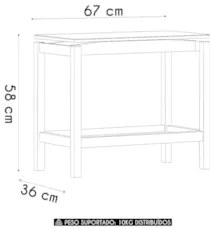 Mesa Lateral Com Prateleira Pé Madeira Soleil Oak/Cinza F07 - Mpozenat