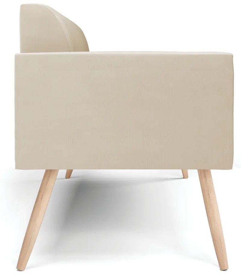 Sofá Namoradeira Pés Palito Natural Marisa Suede Bege D03 - D'Rossi