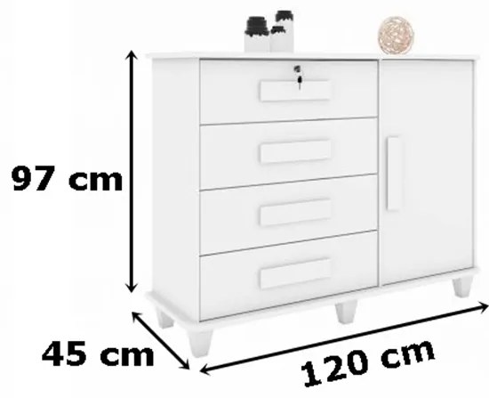 Cômoda Sapateira Grécia Branco - RV Móveis