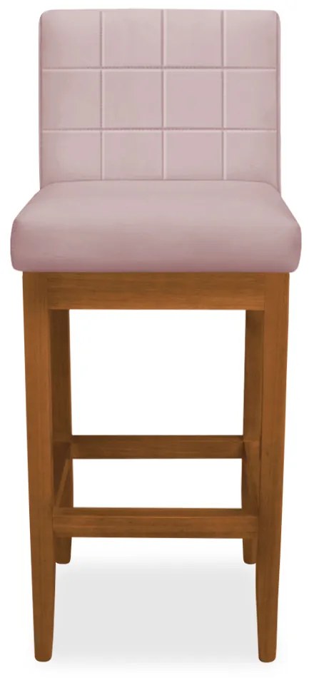 Banqueta Alta Sueli Base Madeira Maciça Estofada Suede Crepe