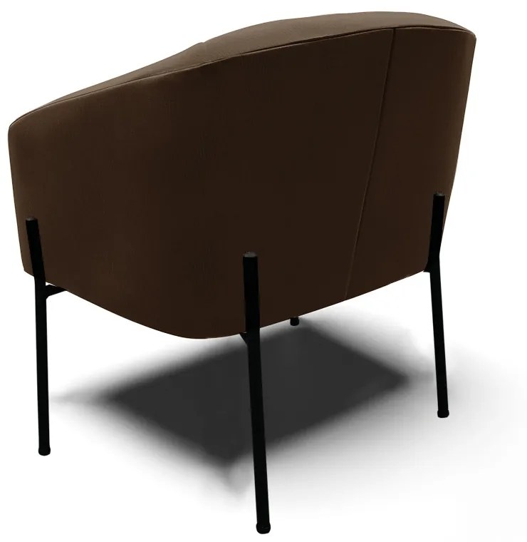 Poltrona Sala Decorativa Pé de Ferro Preto Kit 2 Stella Suede D03 - D'Rossi - Marrom