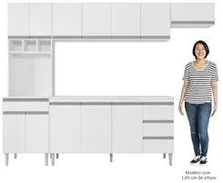 Cozinha Modulada 5 Peças Balcão com Pia 160cm Andréia Branco - AJL Móv