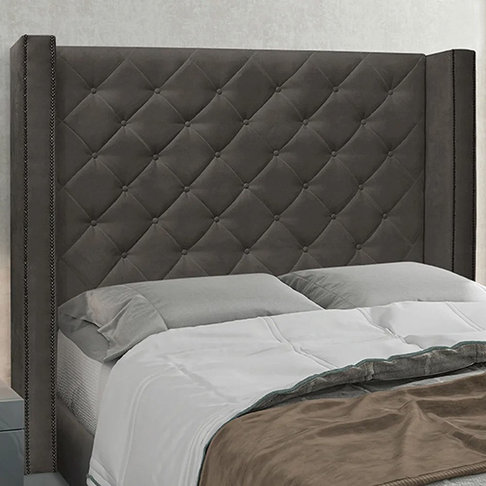 Cabeceira Decorativa Casal 1,64M Loewe Suede Cinza G63 - Gran Belo