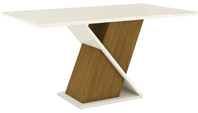 Mesa de Jantar Tampo de Vidro 160cm Solus Nature Off White