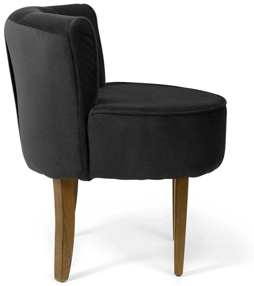 Kit 02 Poltronas Decorativas Sala de Estar Base de Madeira Ayla Veludo Preto G15 - Gran Belo