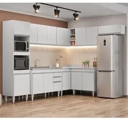 Armário de Cozinha Modulada de Canto 8 Peças CP03 Balcão com Pia Inox