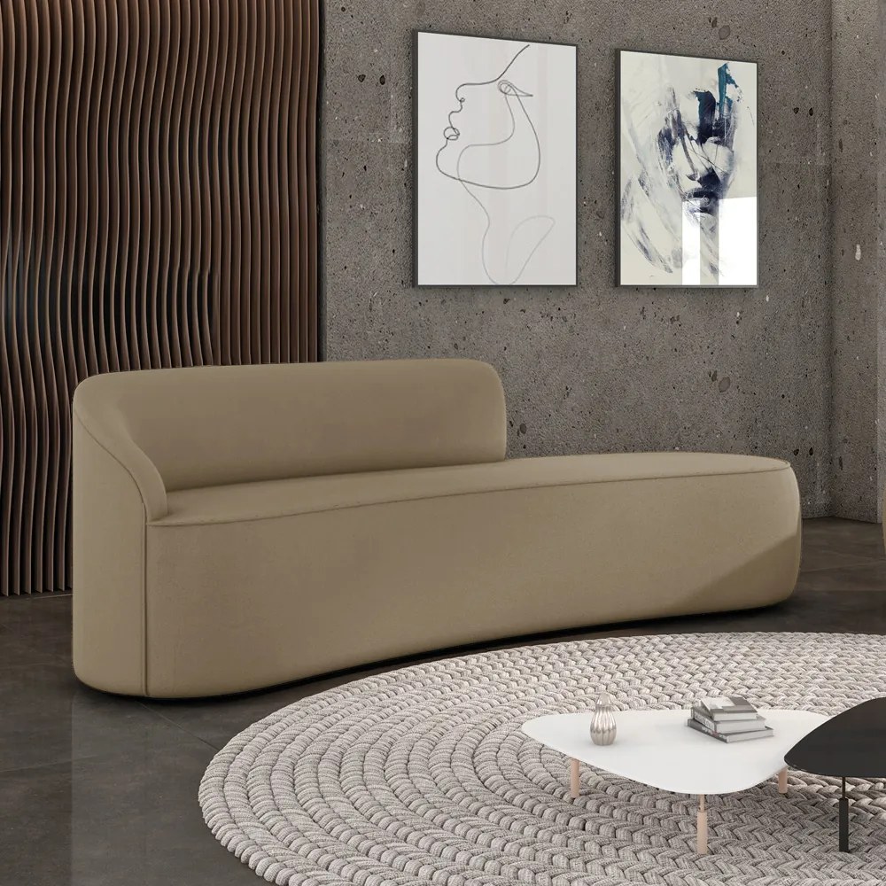 Sofá 4 Lugares Orgânico 220 cm Morgan Suede D03 - D'Rossi - Marrom Rato
