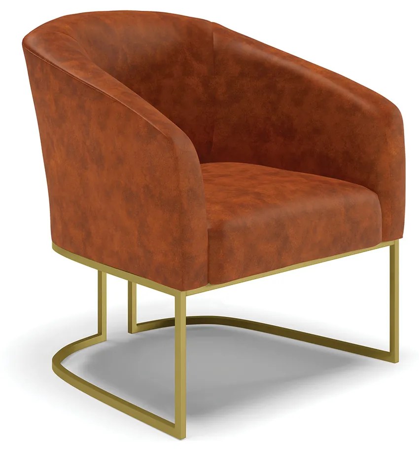 Namoradeira e 2 Poltronas Industrial Dourado Stella Sintético PU D03 - D'Rossi - Nozes