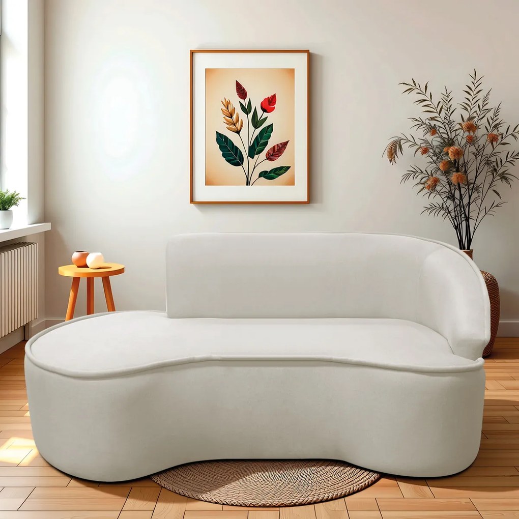 Divã Recamier Curvo Sala de Estar Recepção Marrocos 180cm Lado Esquerdo Linho