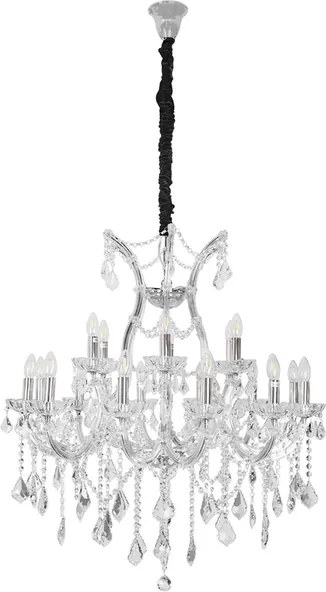 Lustre Cristal K9 Metal Cromado 90Cm Florenca