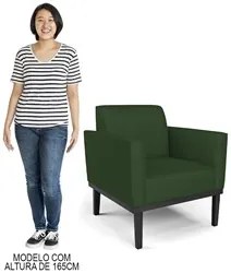Poltrona Decorativa Base Madeira Preto Maressa Veludo Luxo Verde - Ibi