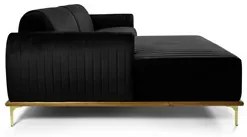 Sofá 245cm 4 Lugares com Chaise Esquerdo Pés Gold Molino C-300 Veludo