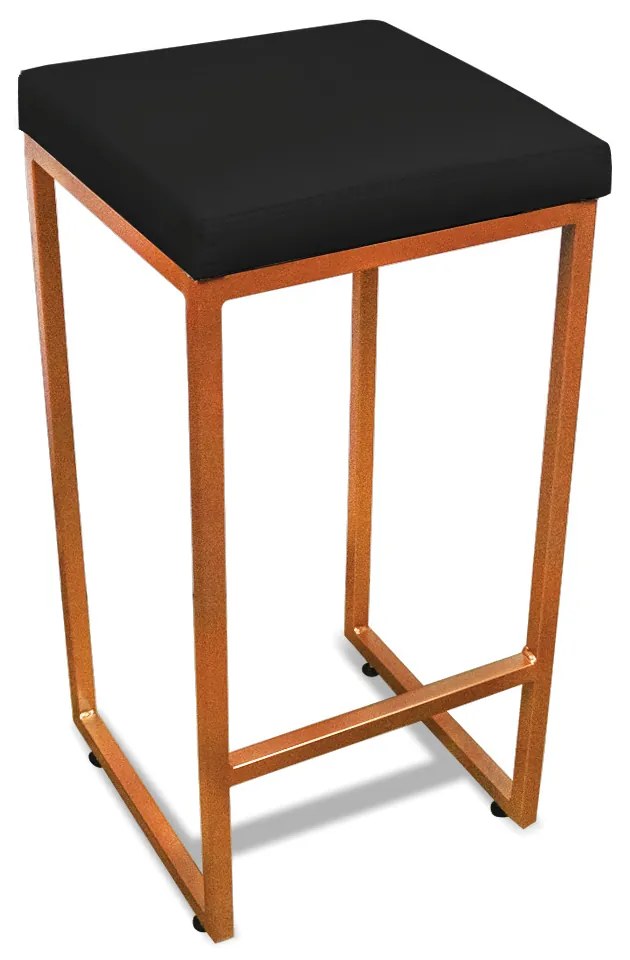 Banqueta Alta para Cozinha Industrial Nick Bronze e Sintético D03 - D'Rossi - Preto