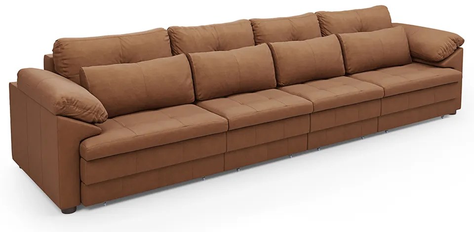 Sofá Retrátil Elétrico Sala de Estar Nolan Bipartido 414cm Conforto Premium em Couro Mel Manchado G58 - Gran Belo