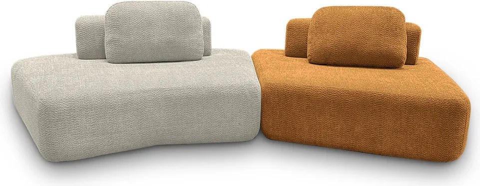 Sofá Ilha Sala de Estar Modulado Dakota Encosto Almofadas Soltas Bouclê Rústico Greige/Terracota G33 - Gran Belo