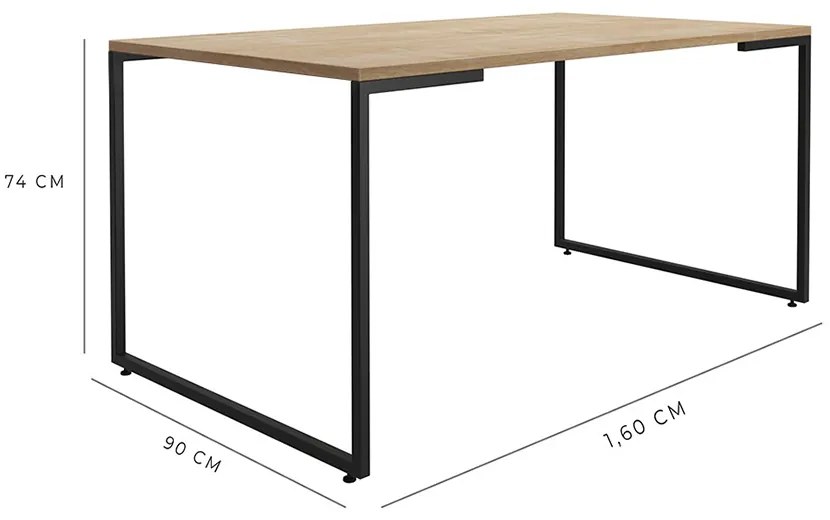 Mesa Para Computador Escrivaninha Industrial Porto 160cm Natural/Preto - D'Rossi