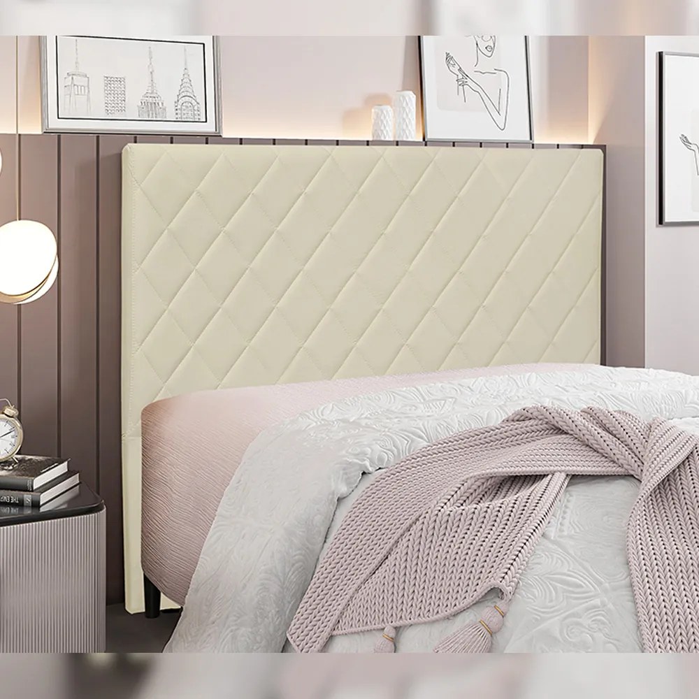 Cabeceira Decorativa 1,40M Baelon Veludo Bege G63 - Gran Belo
