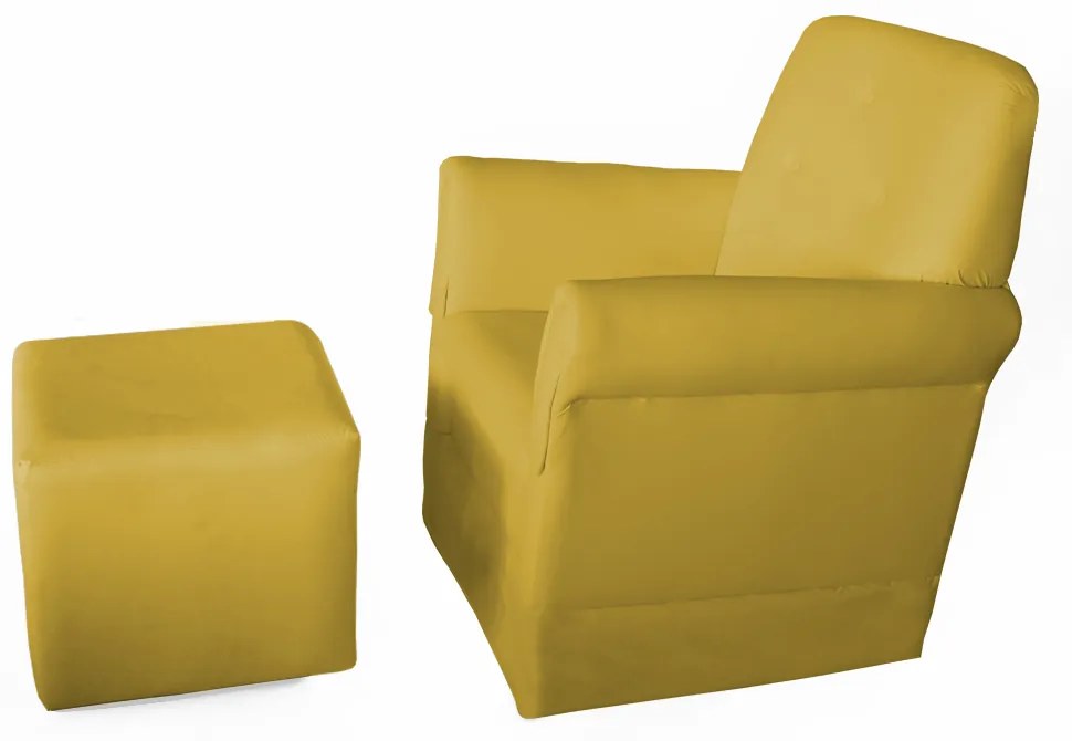 Poltrona Suzi Amamentação Balanço + Puff Suzi Suede Amarelo