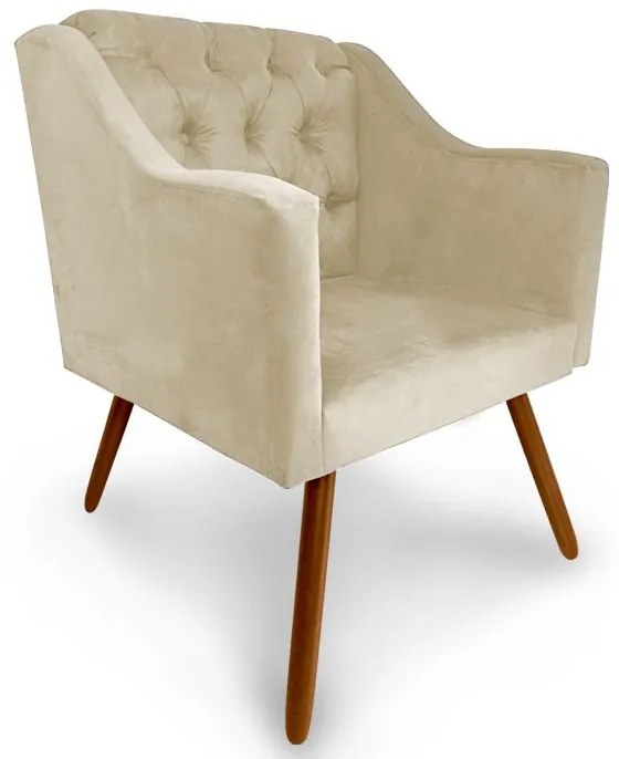 Kit 2 Poltronas Decorativas Capitonê Amanda Retrô Corano Bege - Loja Sheep - Bege