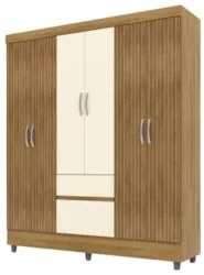 Guarda Roupa Solteiro 154cm Com 6 Portas Mayra Nature/Champanhe V02 -