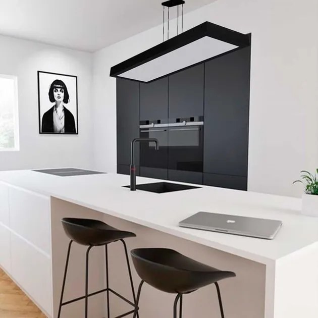 Plafon Led Sobrepor Retangular 27W Preto - LED BRANCO QUENTE (3000K)