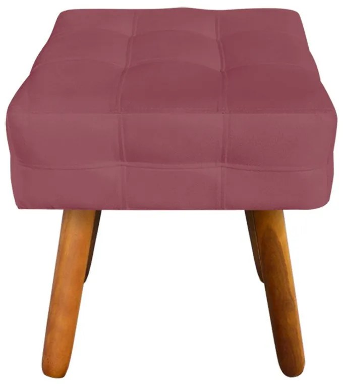 Puff Banqueta Decorativo Pé Palito de Madeira Kit 2 Elisa Suede Rosê D03 - D'Rossi