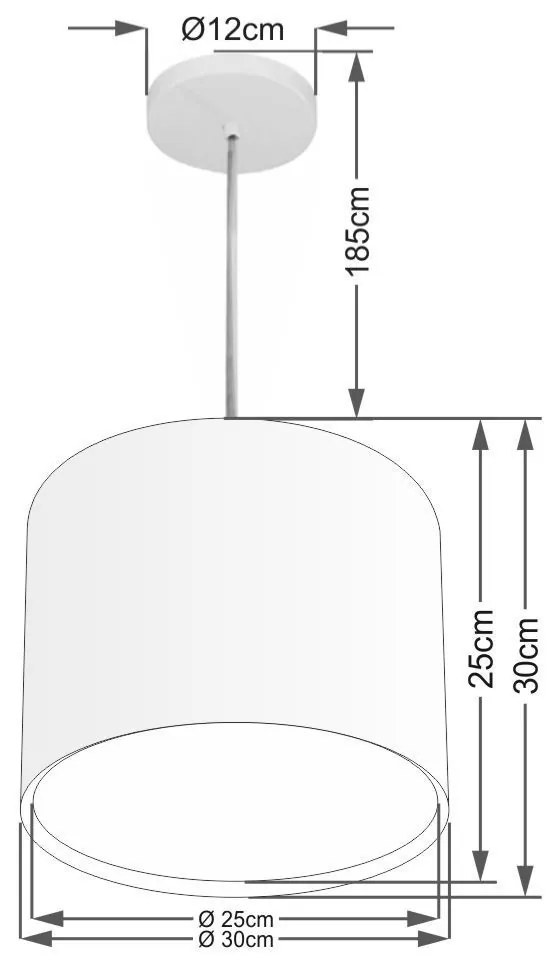 Lustre Pendente Cilíndrico Duplo Md-4284 Cúpula em Tecido 30x30cm Branco - Bivolt