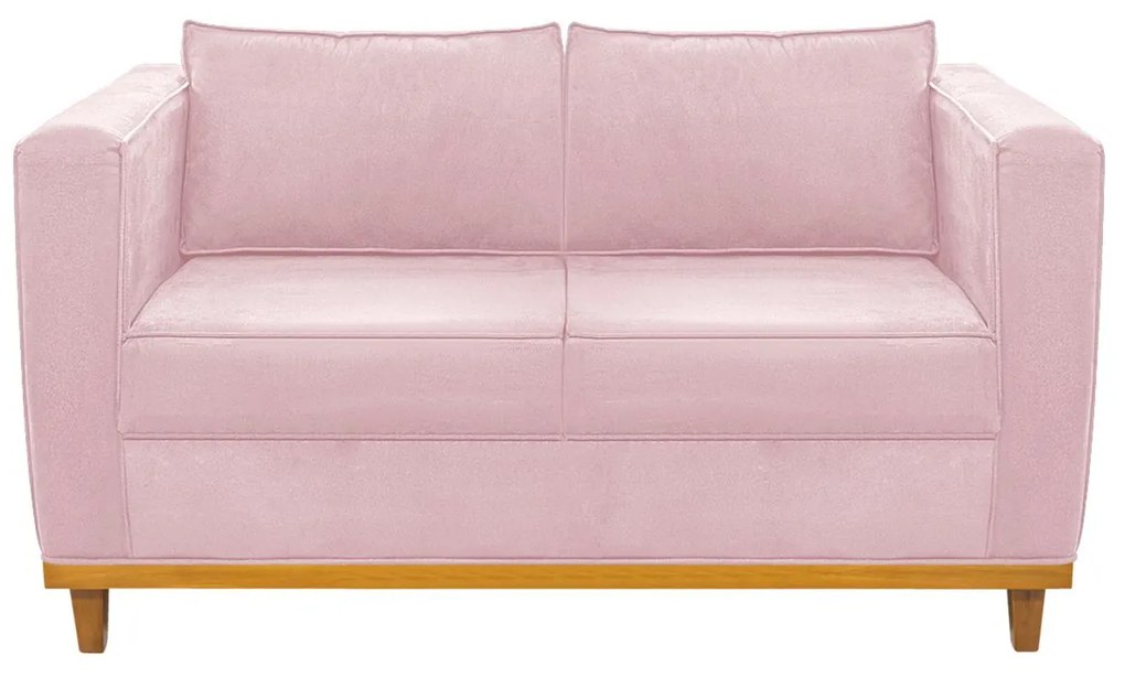 Sofá 2 Lugares Europa Suede Rosa Bebê ADJ Decor