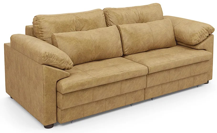 Sofá Retrátil Manual Sala de Estar Nolan Bipartido 175cm Conforto Premium em Couro Bege Manchado G58 - Gran Belo