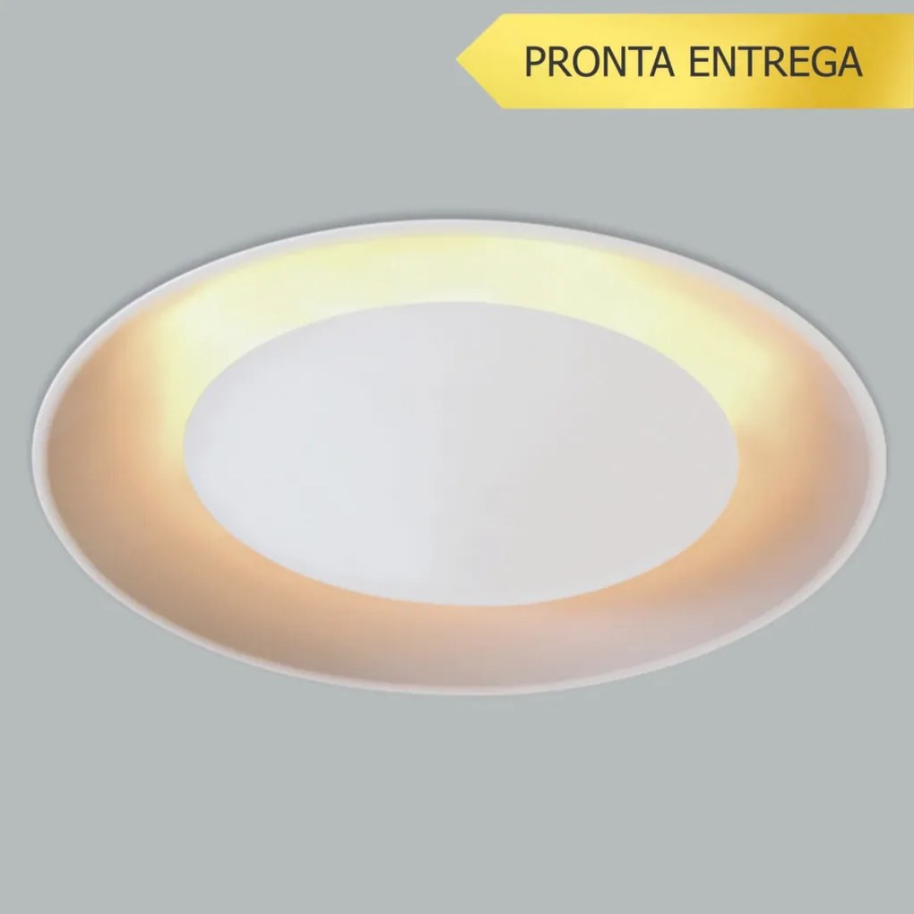 Luminária De Embutir Eclipse Curvo 4Xe27 Mini Ø60X11Cm Metal | Usina 2... (BT - Branco Texturizado + BR-F - Branco Fosco)