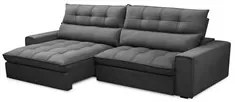 Sofá Retrátil Reclinável 3 Lugares 250cm Damy F05 Veludo Grafite - Mpo