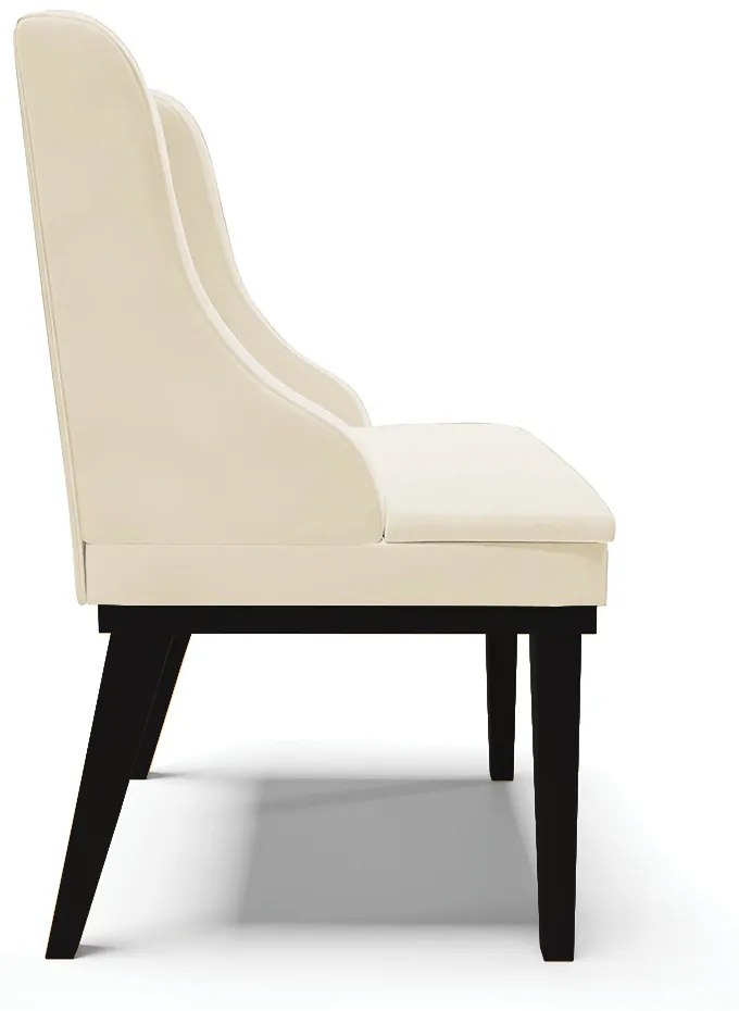 Cadeira de Jantar Liz Veludo Base Fixa Madeira Preto D03 - D'Rossi - Bege