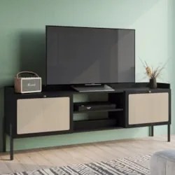 Rack Para Sala Bancada de TV 65 Pol Pés Madeira Arlo A10 Nero/Preto -