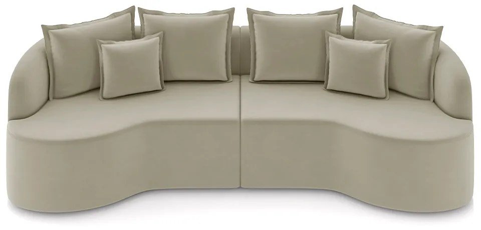 Sofá Living Decorativo Salinas 2 Lugares com Almofadas 210cm Modulado Veludo Bege G33 - Gran Belo