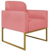 Kit Namoradeira e 1 Poltrona Decorativa Base Industrial Dourada Maress