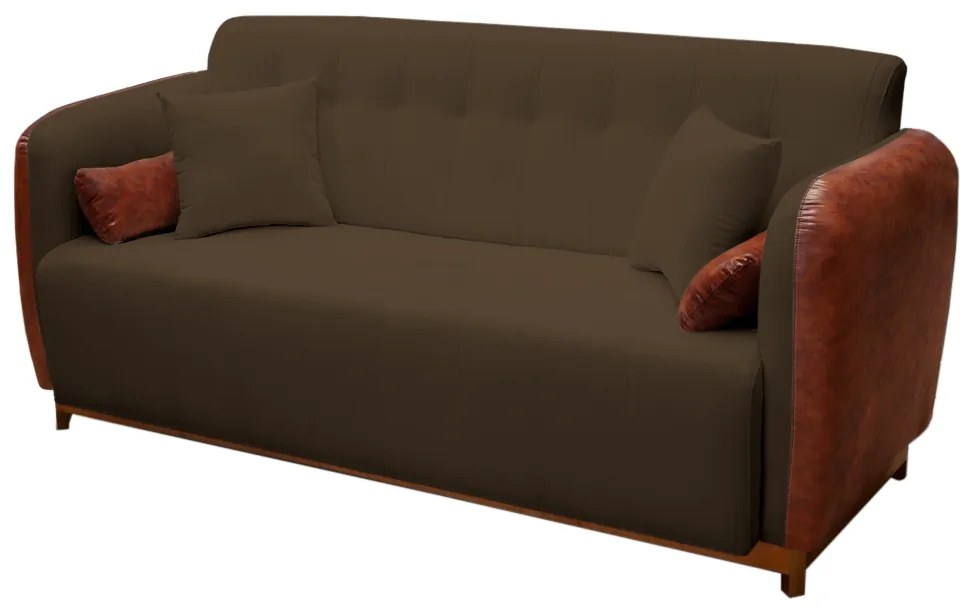 Sofá 3 Lugares Liverpool 1,90 m Compose Corino Ocre/Marrom - Decorar Estofados
