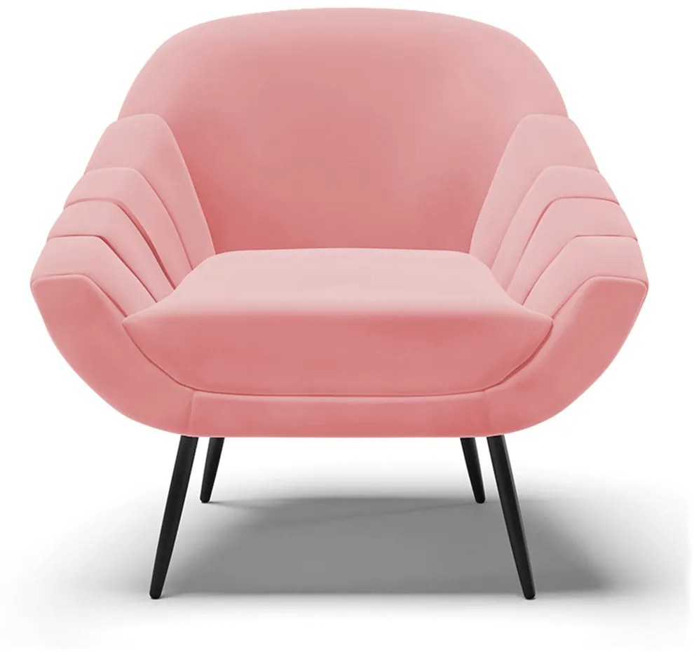 Kit 02 Poltronas Giovana Suede Pés Palito de Ferro D01 - D'Rossi - Rose
