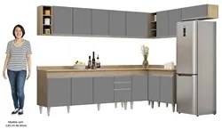 Armário de Cozinha Modulado de Canto 8 Peças CP26 Balcão com Tampo Cas