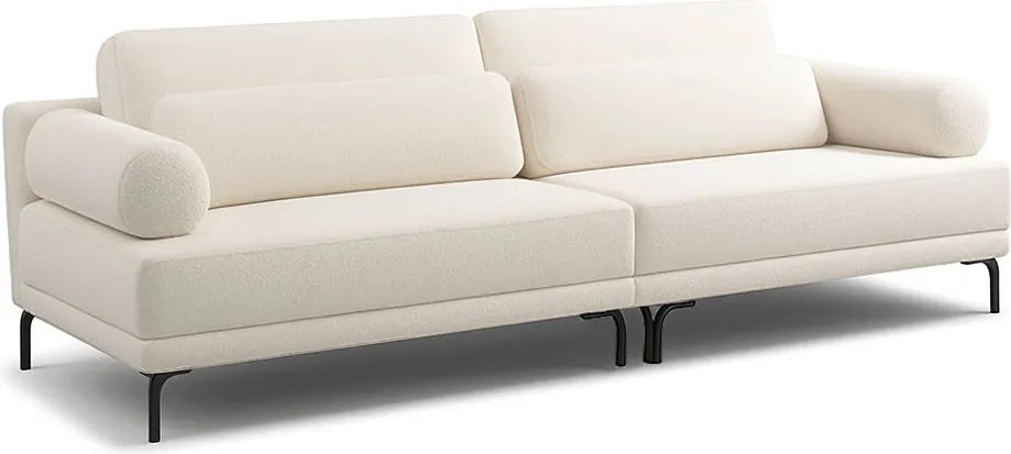 Sofá 3 Lugares Living 234cm Pé Ferro Romeu Bouclê K01 - D'Rossi - Off White