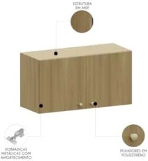 Armário de Cozinha Aéreo 80cm 2 Portas Mirella Freijó L01 - Mpozenato