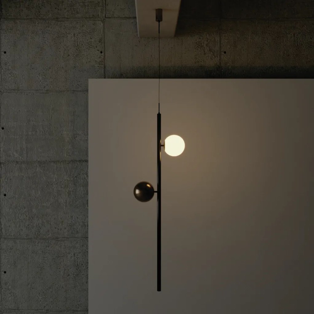 Pendente Organic Vertical Ø29X100Cm Alumínio E Globo Ø12Cm 1Xg9 Por Wa... (BT - Branco Texturizado)