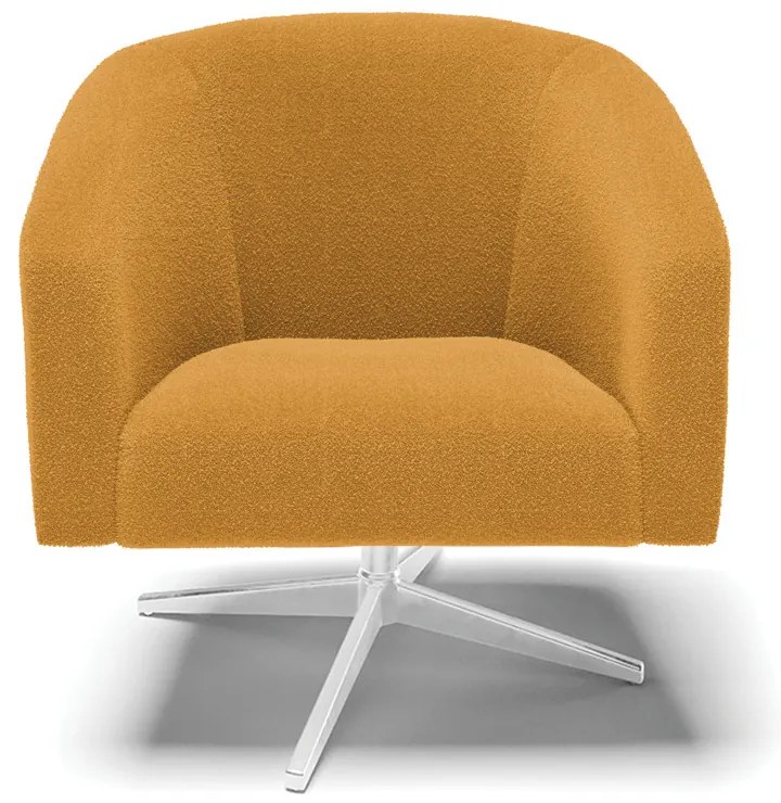 Poltrona Decorativa Giratória Cromada Stella Bouclê D03 - D'Rossi - Mostarda
