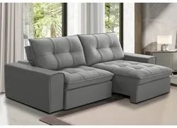 Sofá Retrátil Reclinável 3 Lugares 210cm Argon F05 Veludo Prata - Mpoz