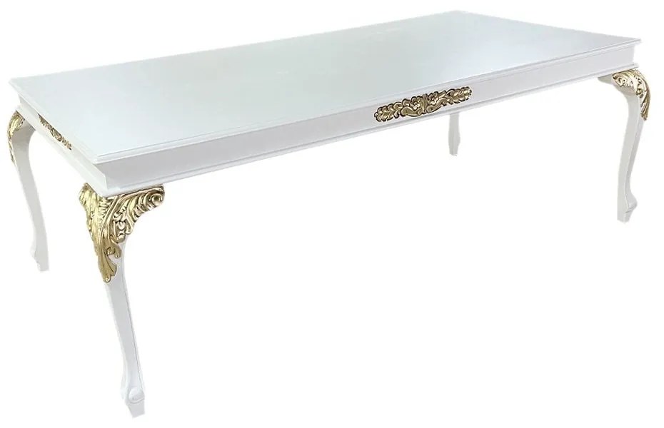 Mesa Luís XV Desmontável Laca Branca Detalhes Ouro Peça Artesanal